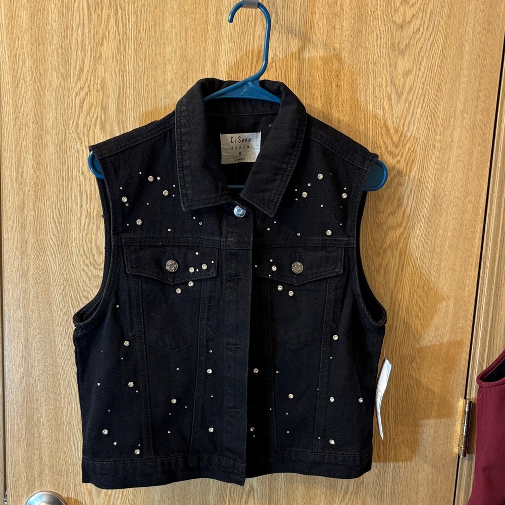 Ci Sono Charcoal Studded Vest